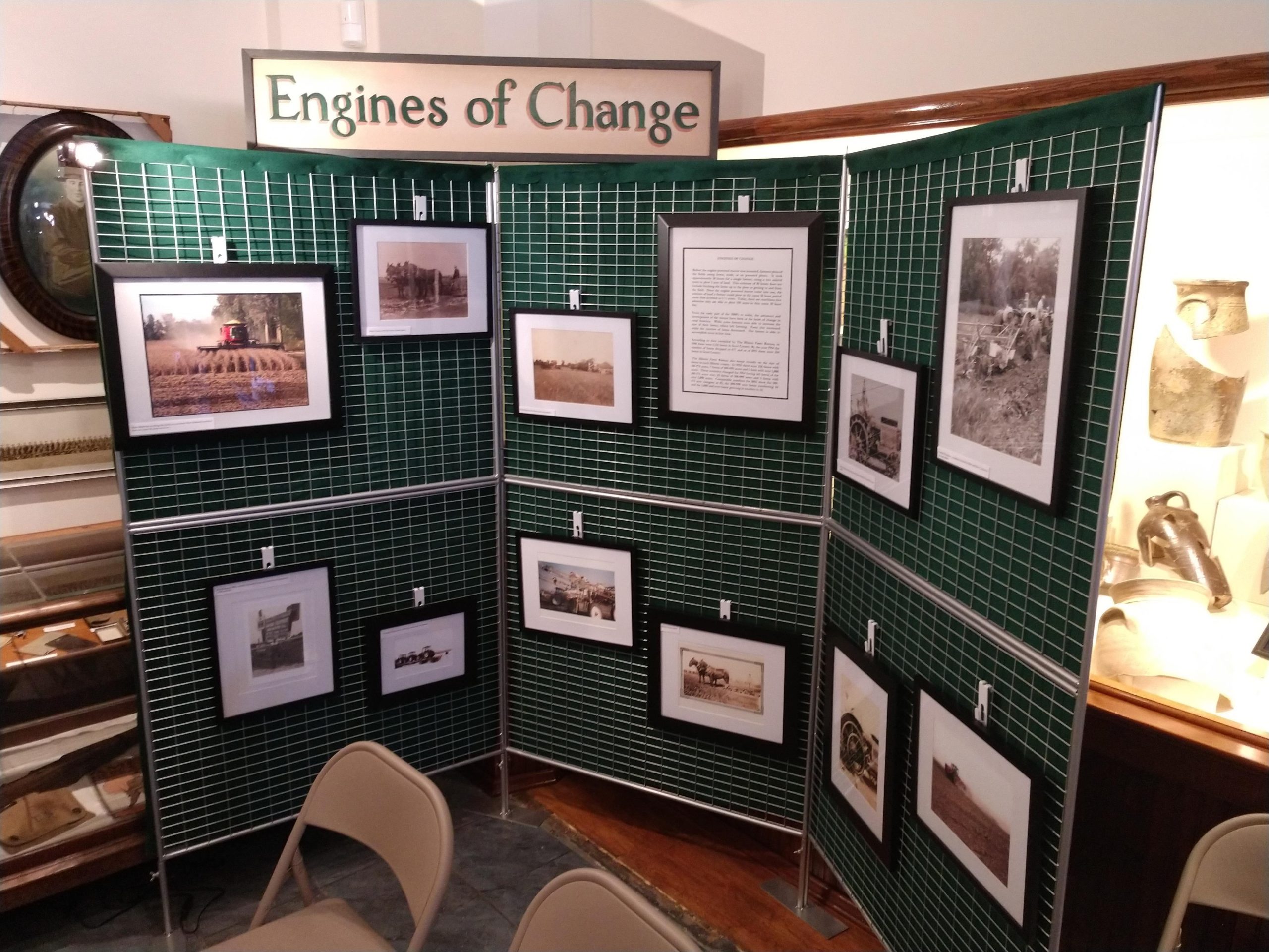 Photograph of “Engines of Change,” a section of the companion exhibition produced by the Old School Museum.