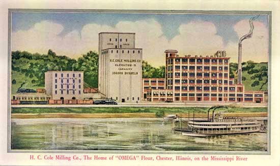 A postcard depicting the H.C. Cole Milling Company in Chester, Illinois.