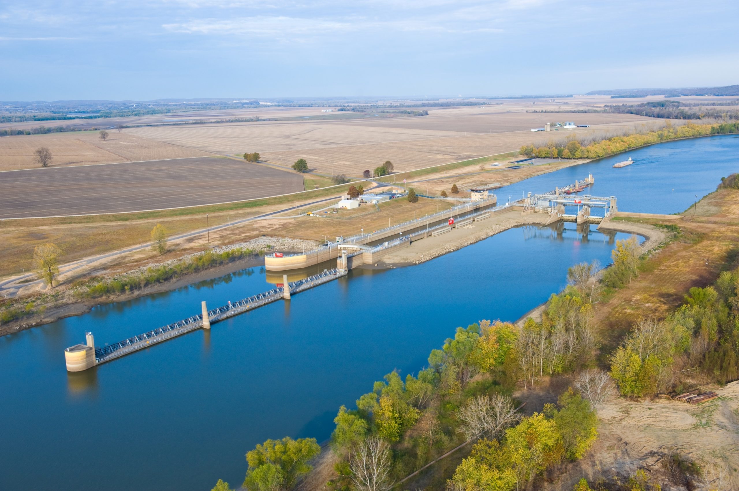 Photograph of Jerry F. Costello Lock and Dam on the Kaskaskia River.