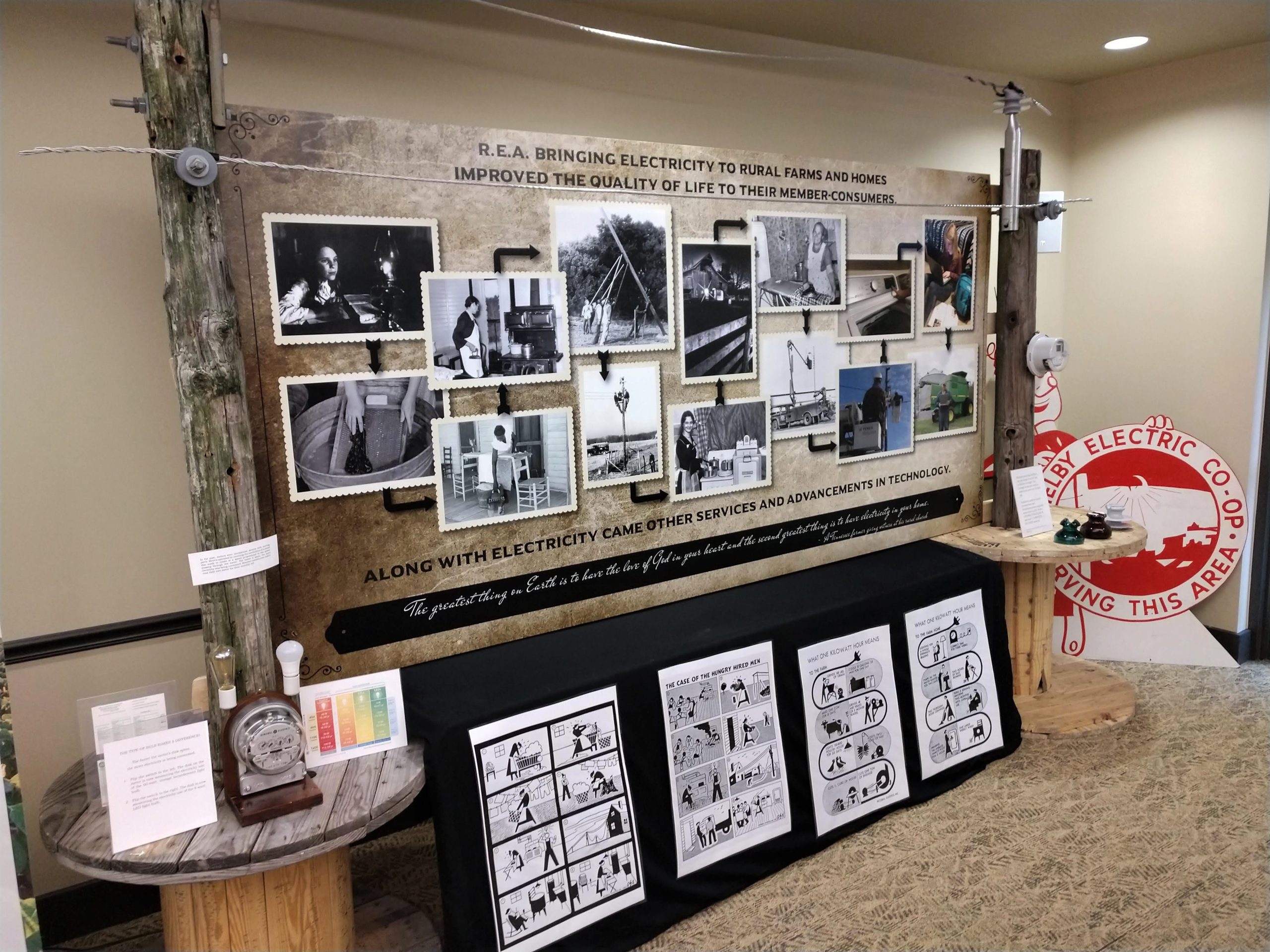 Photograph of section of Lake Shelbyville Visitors Center's companion exhibition contributed by Shelby Electric Cooperative.