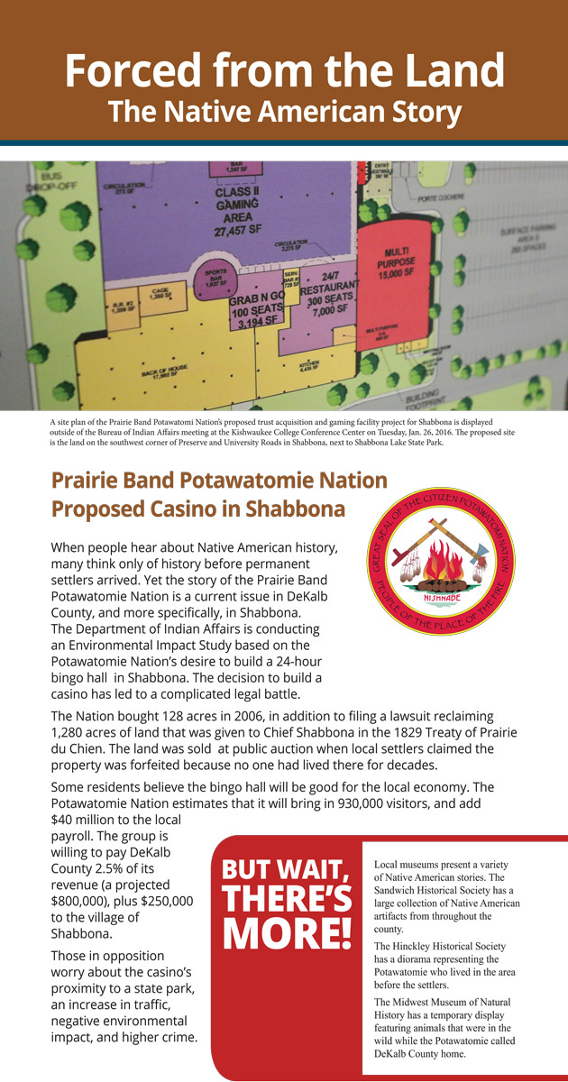 Segment of DeKalb County History Center's companion exhibition discussing Prairie Band Potawatomi Nation.