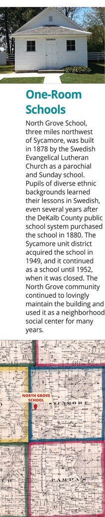 Segment of DeKalb County History Center's companion exhibition describing North Grove School near Sycamore, Illinois.