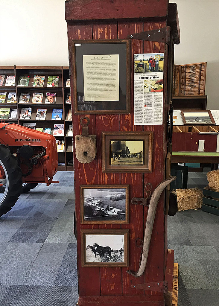 Photograph of a section of Marshall Public Library's companion exhibition discussing local agricultural history.