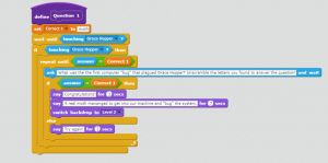 An example of Modularization shown in Scratch block code.