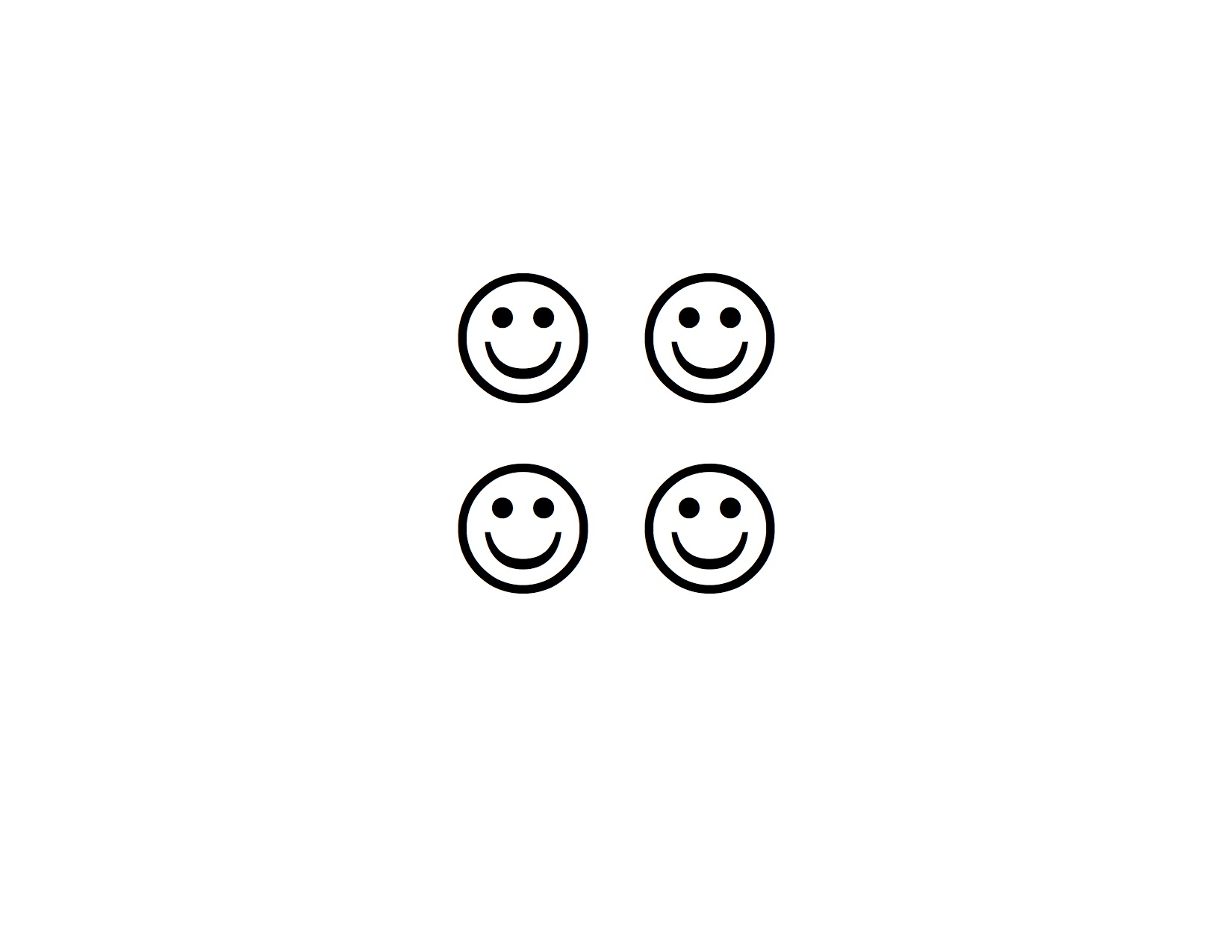 Four smiley faces arranged in two rows of two.