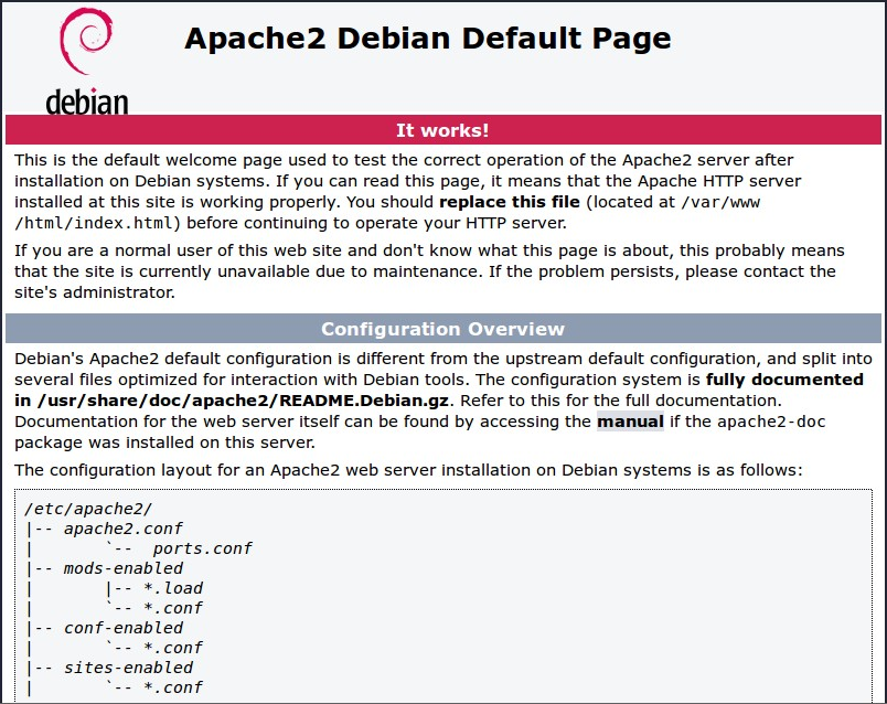 The Apache It Works! default page.