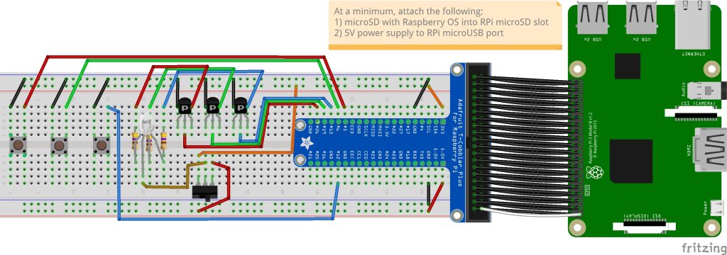 Programmable RGB LED circuit using transistors