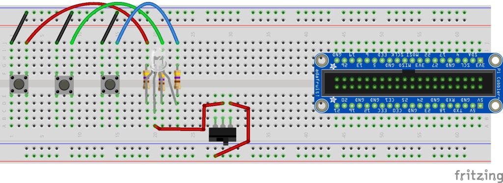 Connecting the Raspberry Pi and Breadboard, step 1 using cobbler