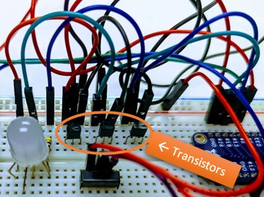 Labeled image of transistors which have been added